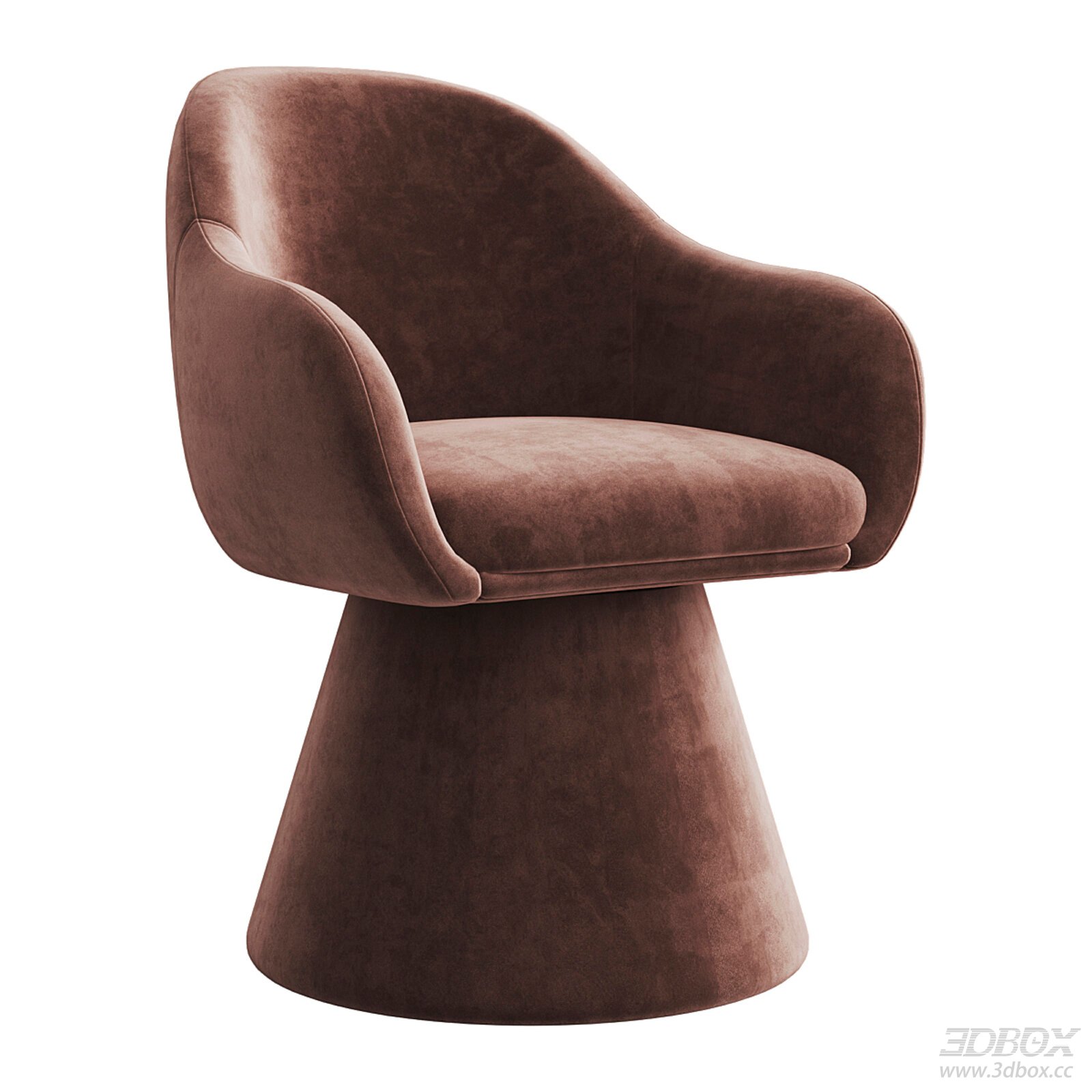 Modern Brown Velvet Swivel Armchair