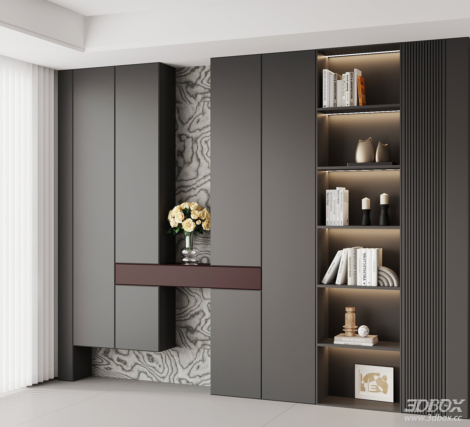 Modern Italian Style Hallway Entry Cabinet with Display Shelf