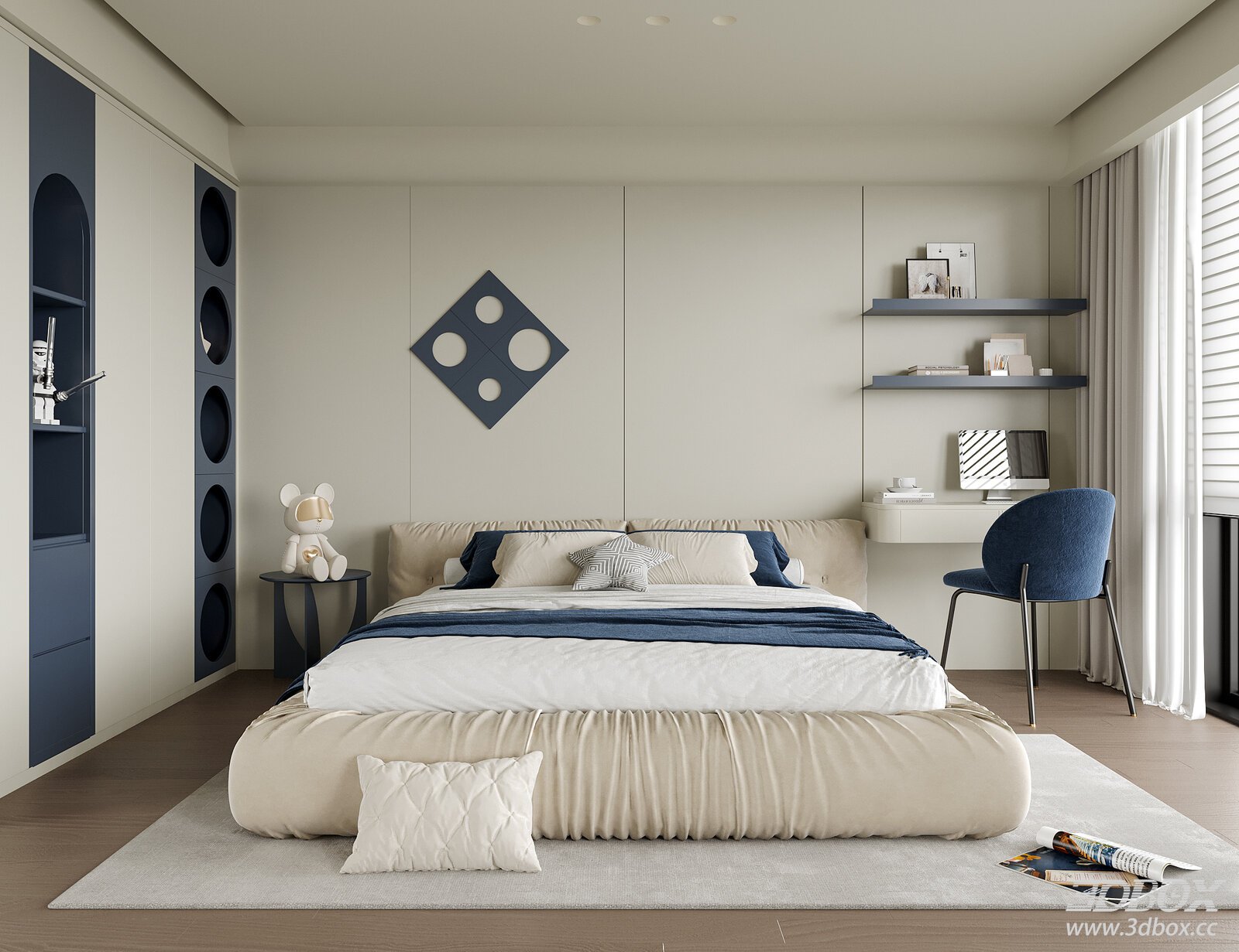 Modern Minimalist Kids Bedroom Interior Scene