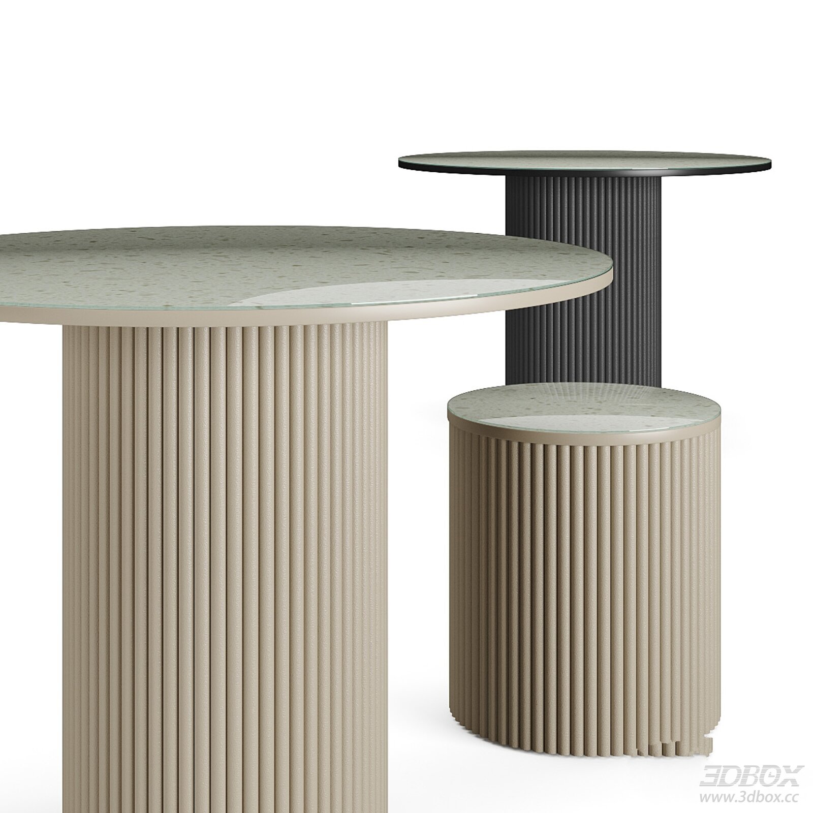 Modern Round Fluted Base Dining Table Set