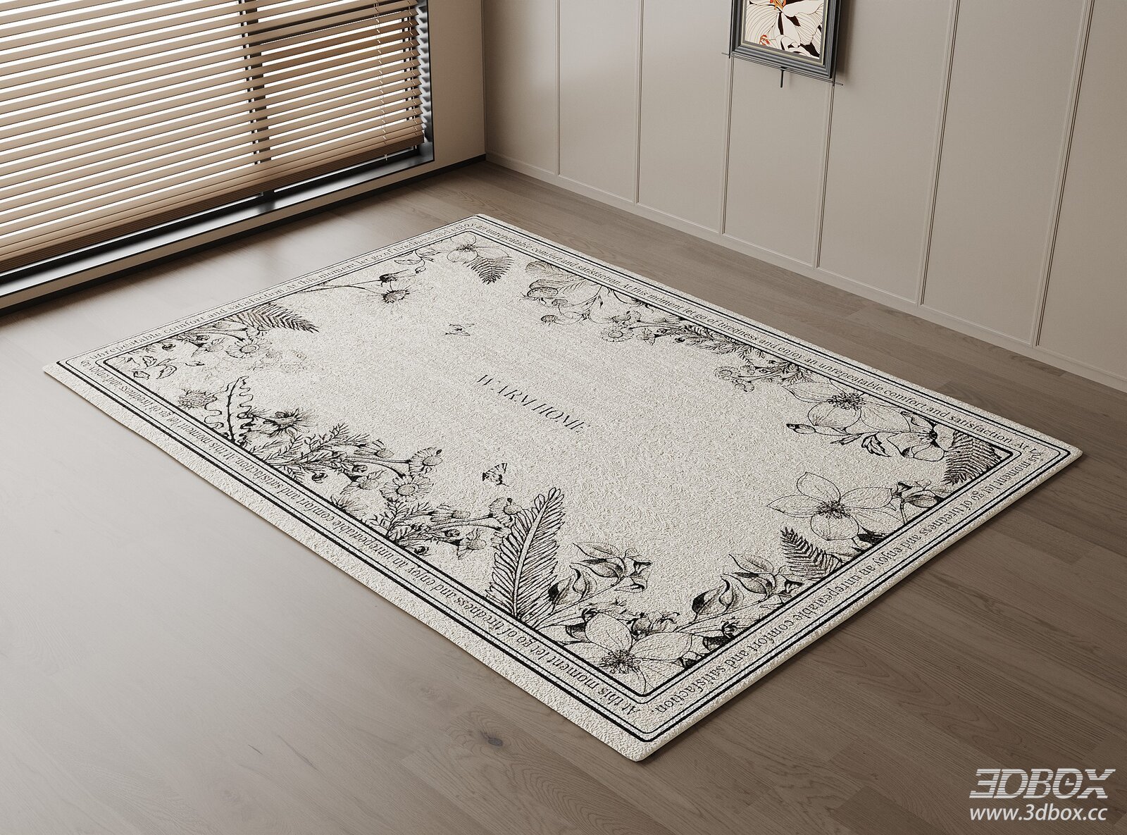 Vintage Floral Pattern Plush Fabric Carpet