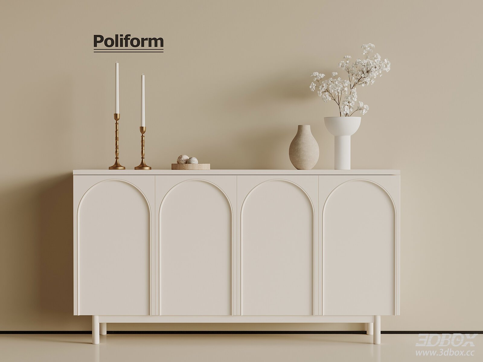 French Style Cream Sideboard with Decor