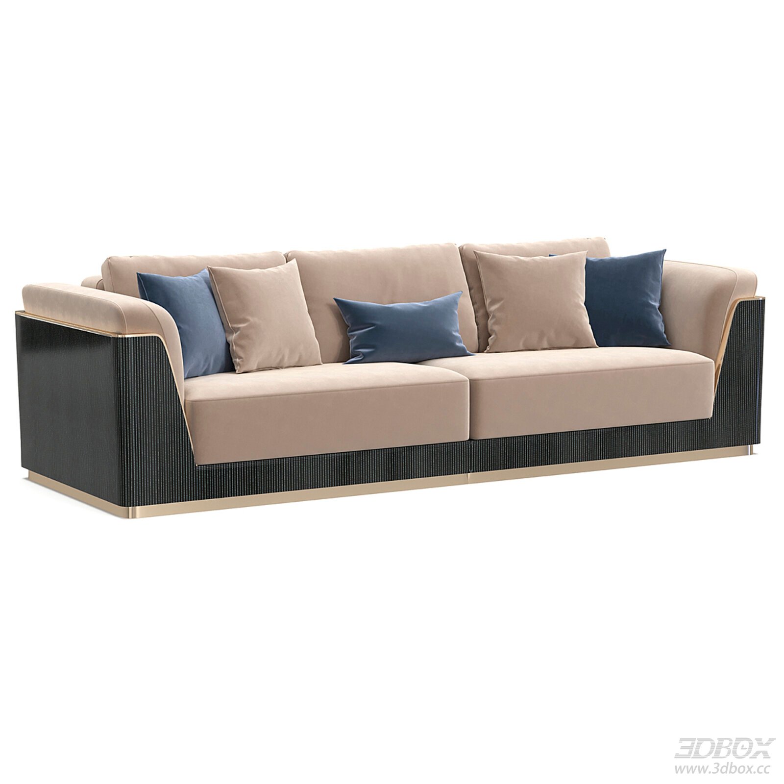 Modern Luxury Beige Velvet Upholstered Sofa Set