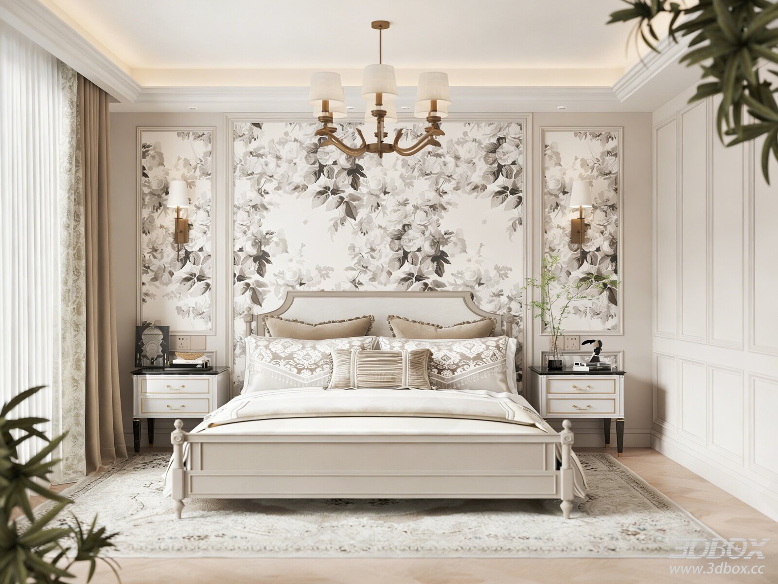American Vintage French Retro Master Bedroom Interior