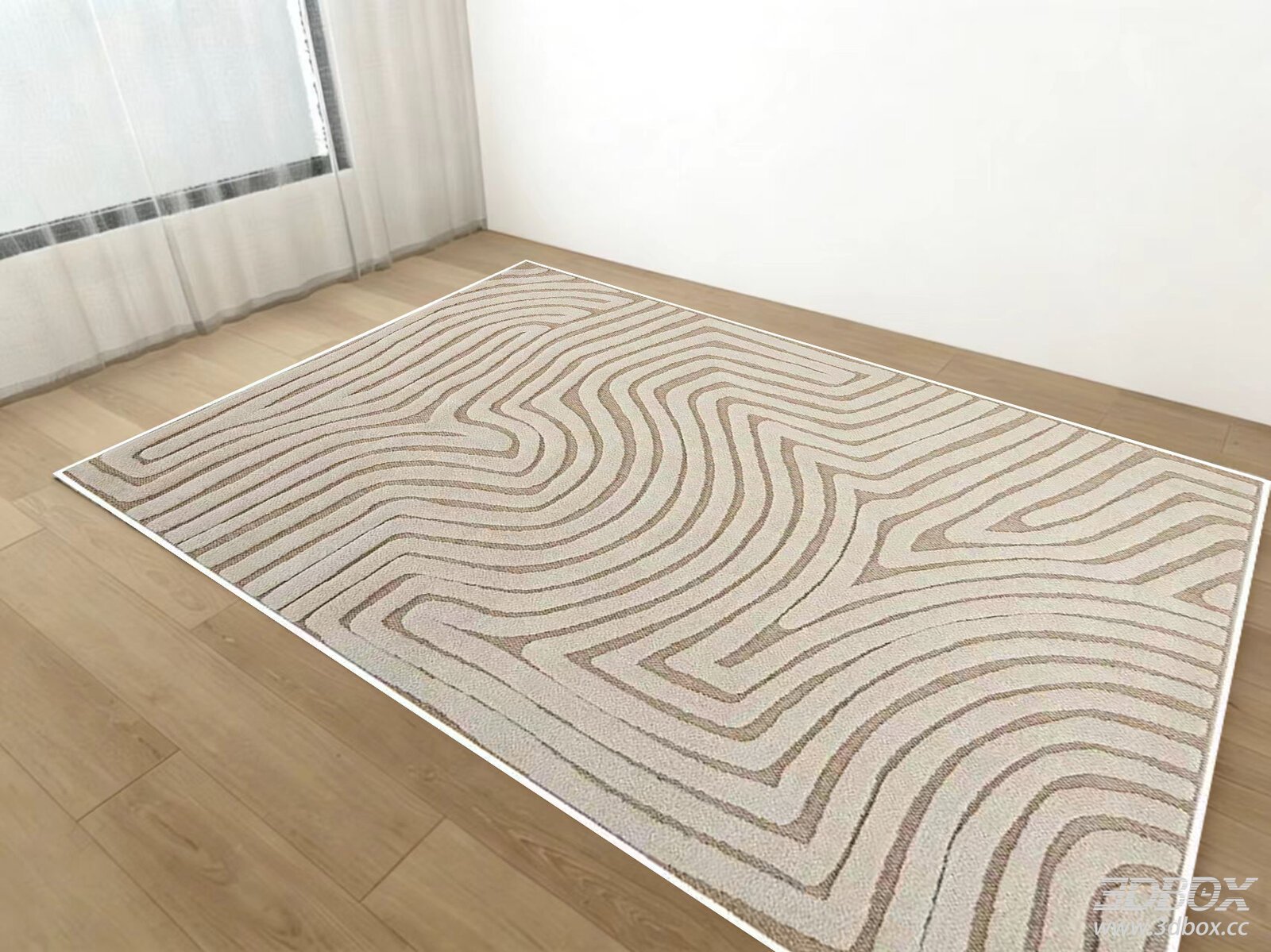 Modern Abstract Wavy Pattern Beige Brown Carpet