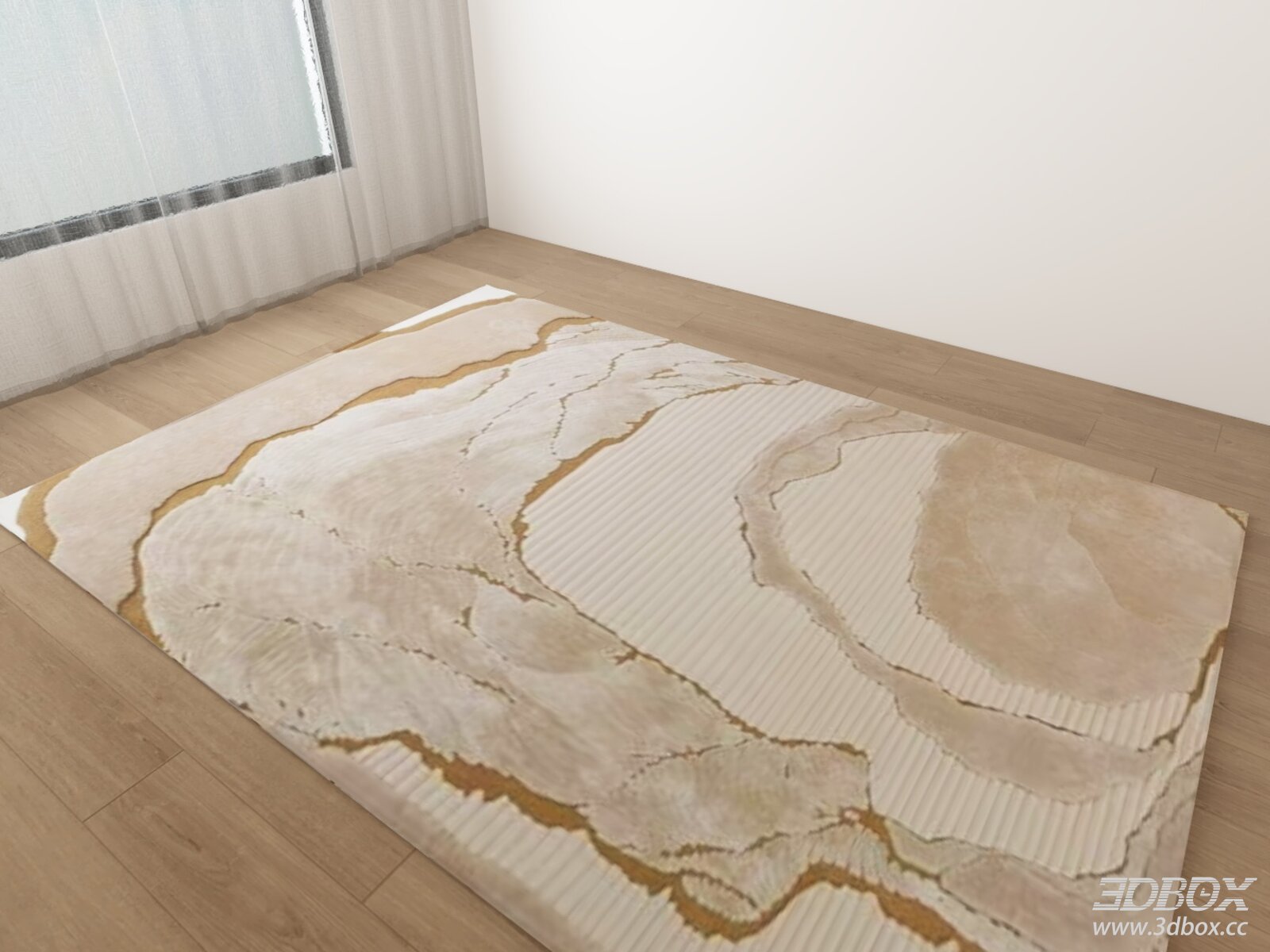Modern Marble Pattern Beige Carpet with Gold Accent