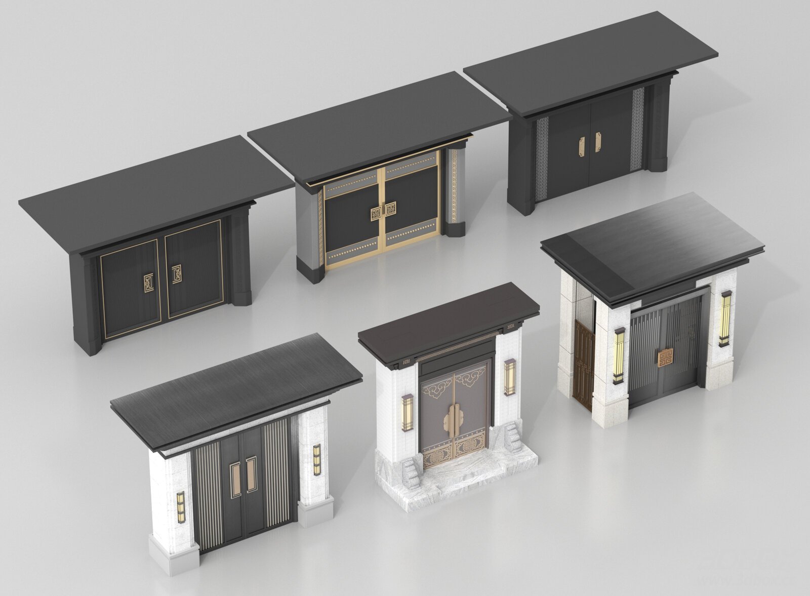 New Chinese Style Villa Courtyard Gate Set