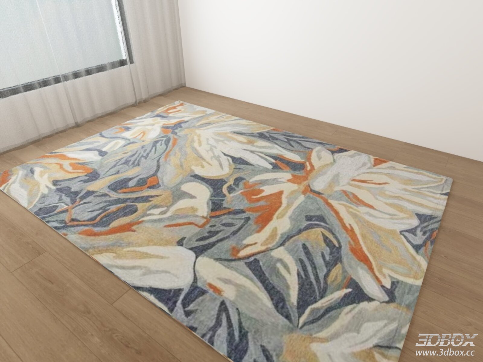 Modern Abstract Floral Bauhaus Style Carpet