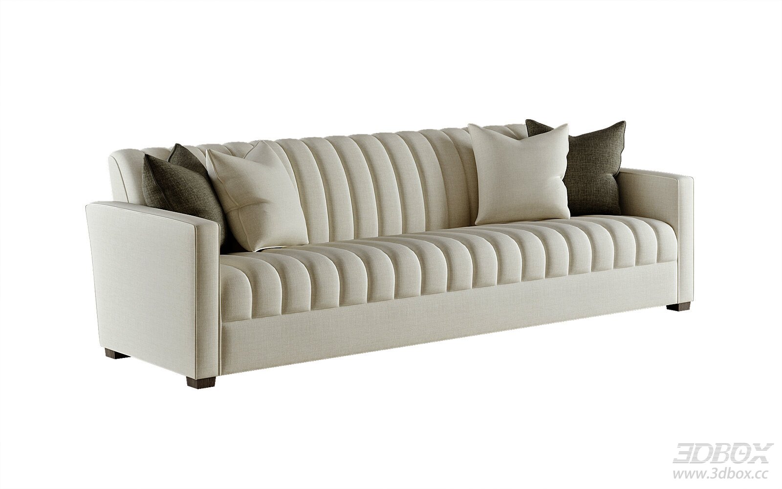 American Style 3 Seater Tufted Fabric Sofa