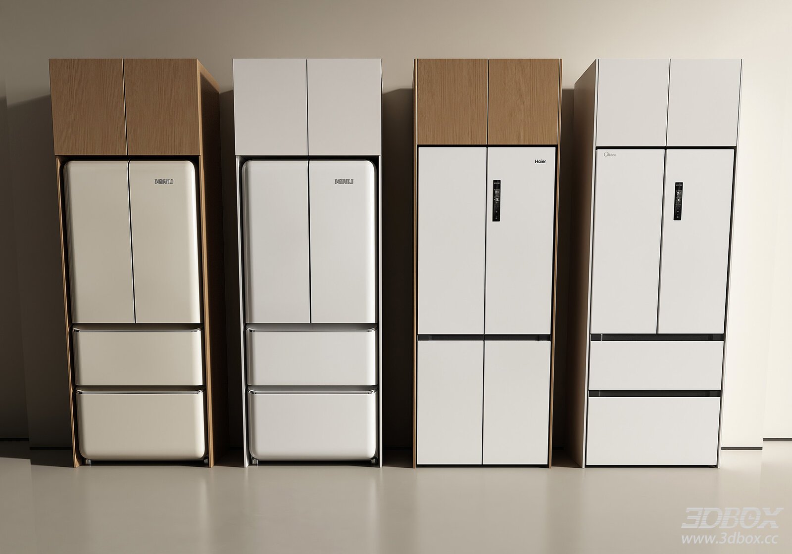 Modern Built-in Refrigerator Set with Cabinets