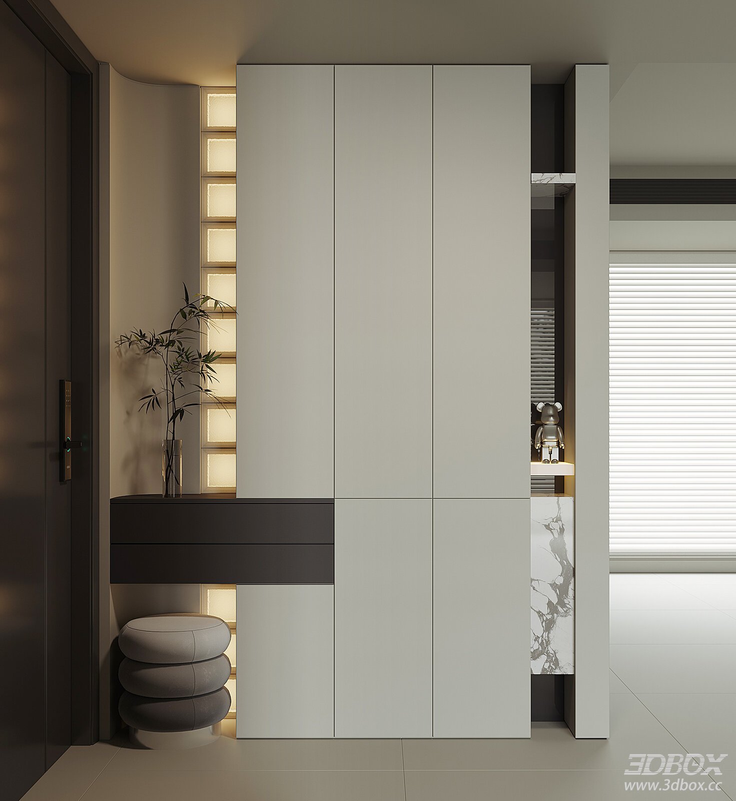 Modern Minimalist Hallway Entry Shoe Cabinet