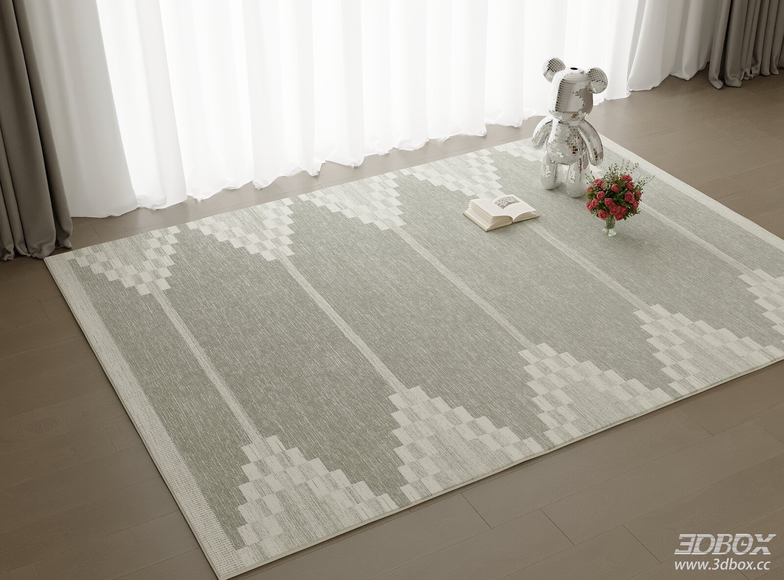 Modern Minimalist Light Grey Geometric Pattern Carpet