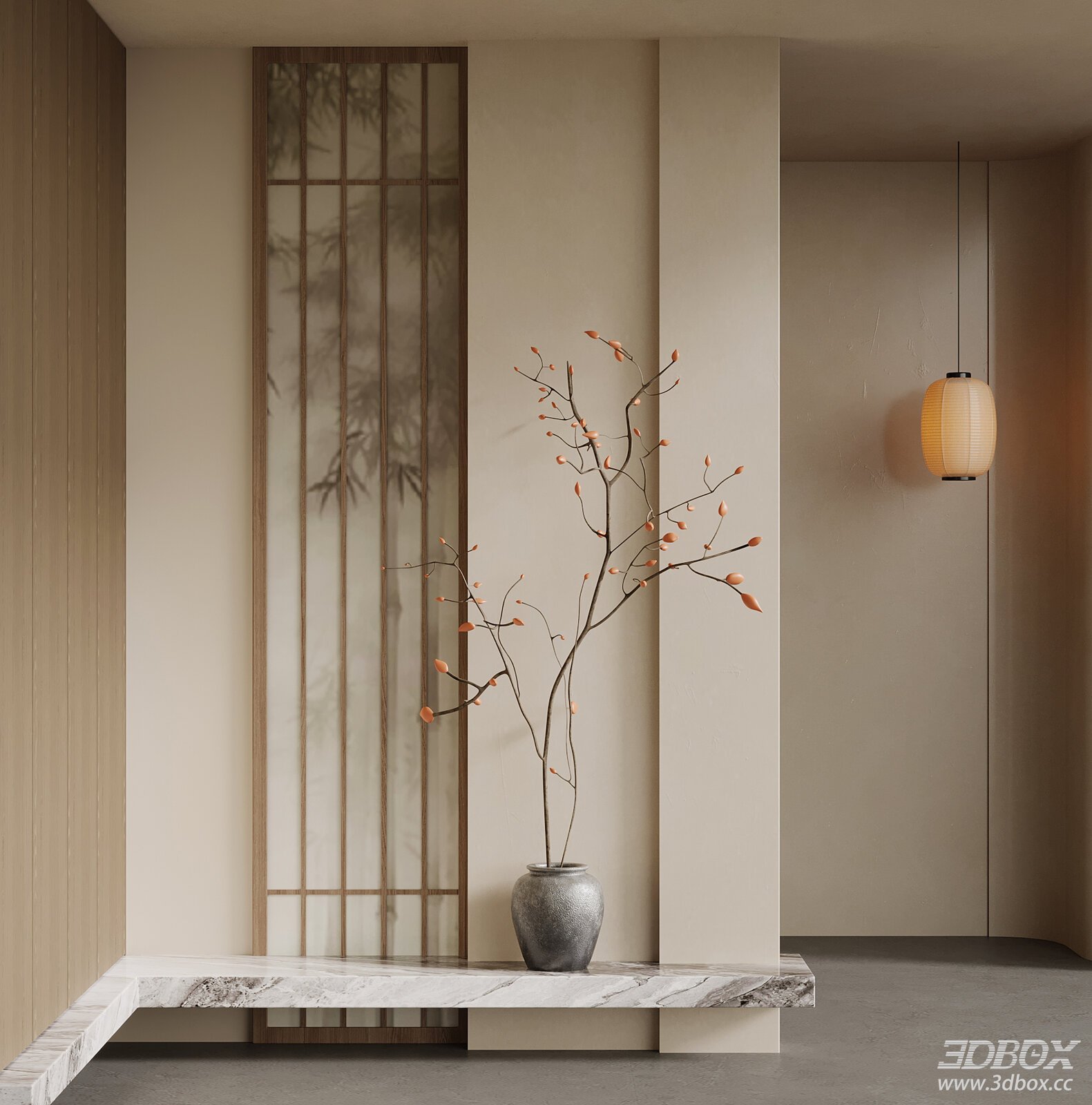 New Chinese Style Minimalist Entryway Hallway Scene