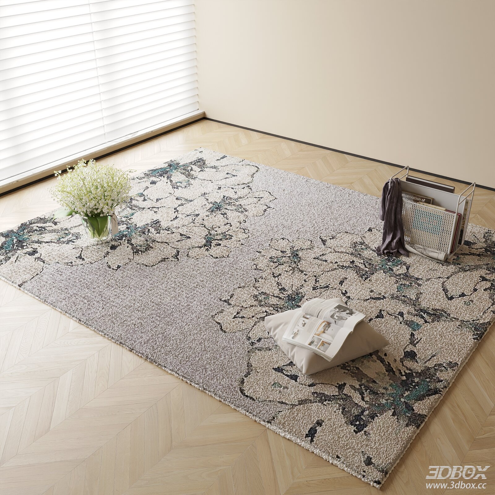 Modern Floral Pattern Area Rug