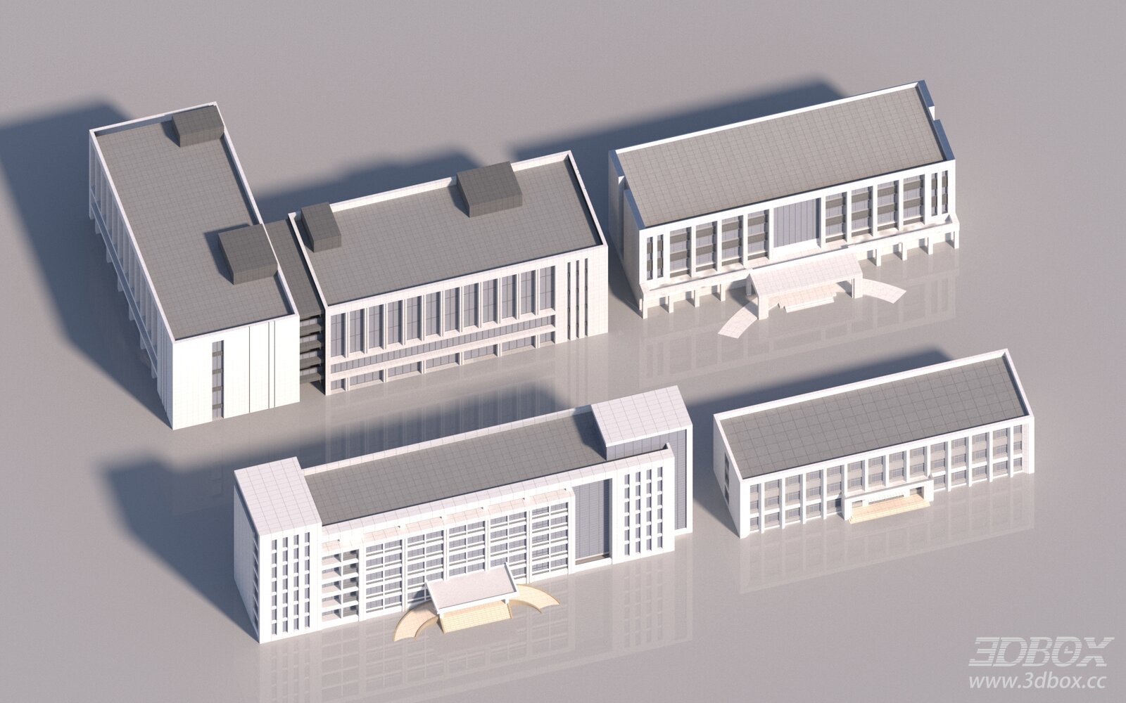 Modern Multi-story Flat Roof Office Building Exterior