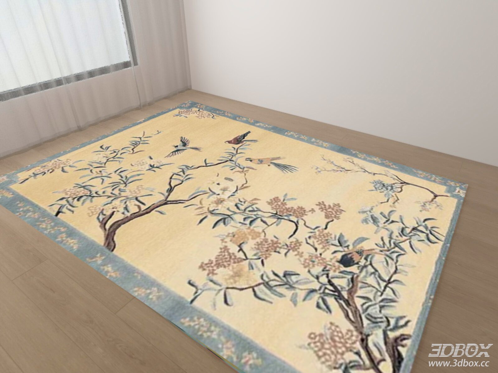 Traditional Floral Bird Pattern Carpet