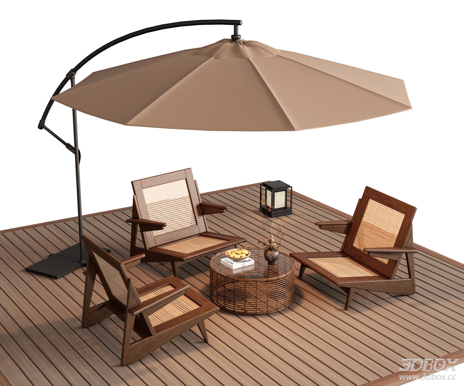 Modern Rattan Outdoor Seating Set with Patio Umbrella