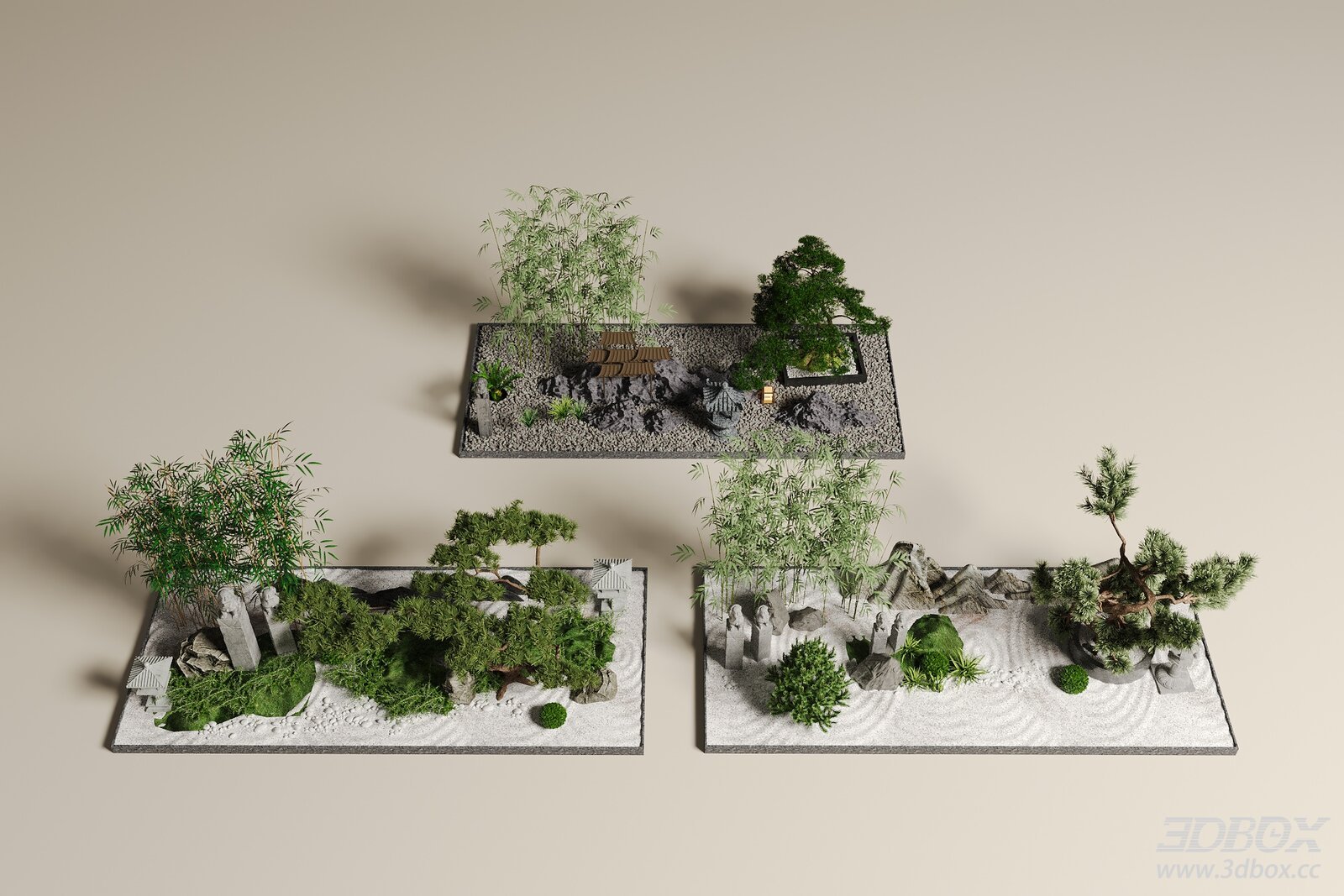 Zen Garden Landscape Ornament Set, Chinese Courtyard Rockery Bonsai Decor