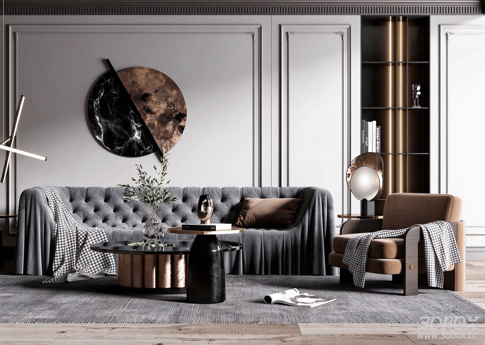 Modern Luxury Living Room with Sofa and Coffee Table Set