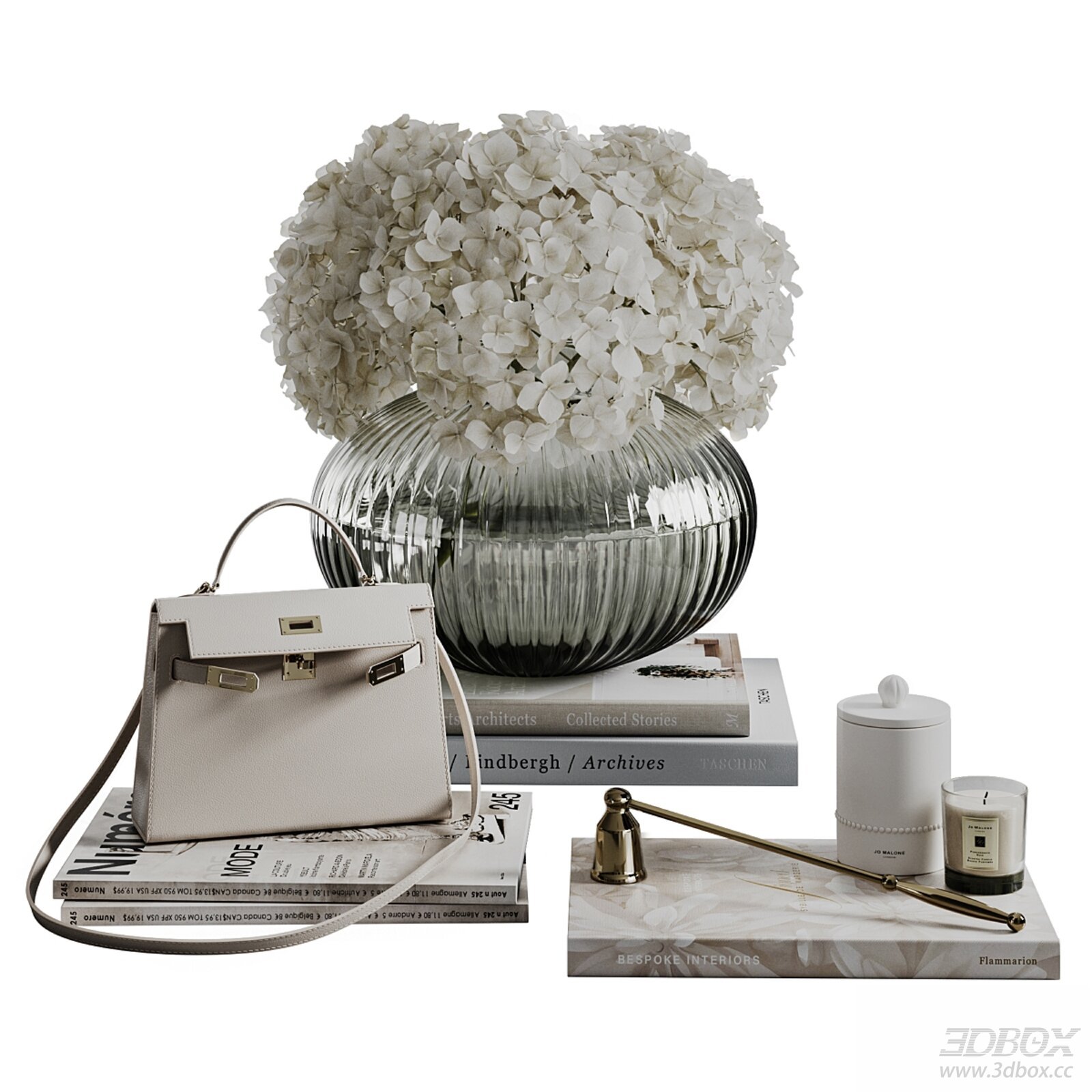 Modern Luxury Tabletop Decorative Set with Hydrangea and Accessories