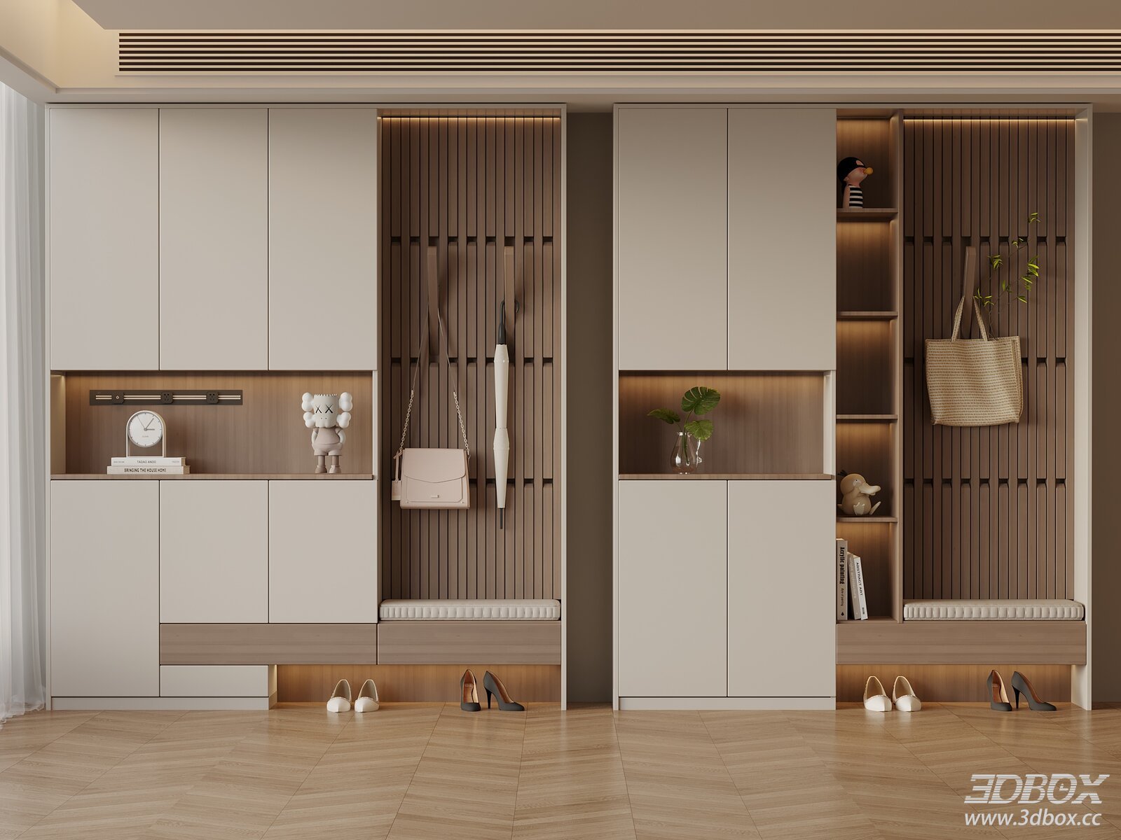 Modern Minimalist Hallway Shoe Cabinet with Hanging Area