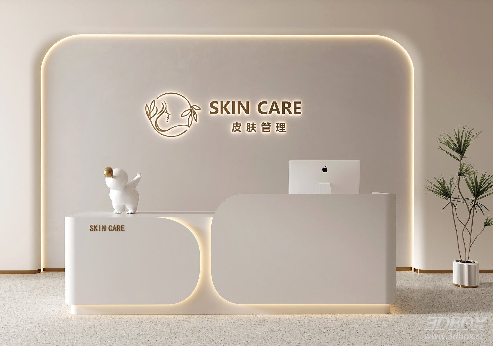 Modern Minimalist Beauty Salon Reception Desk Scene