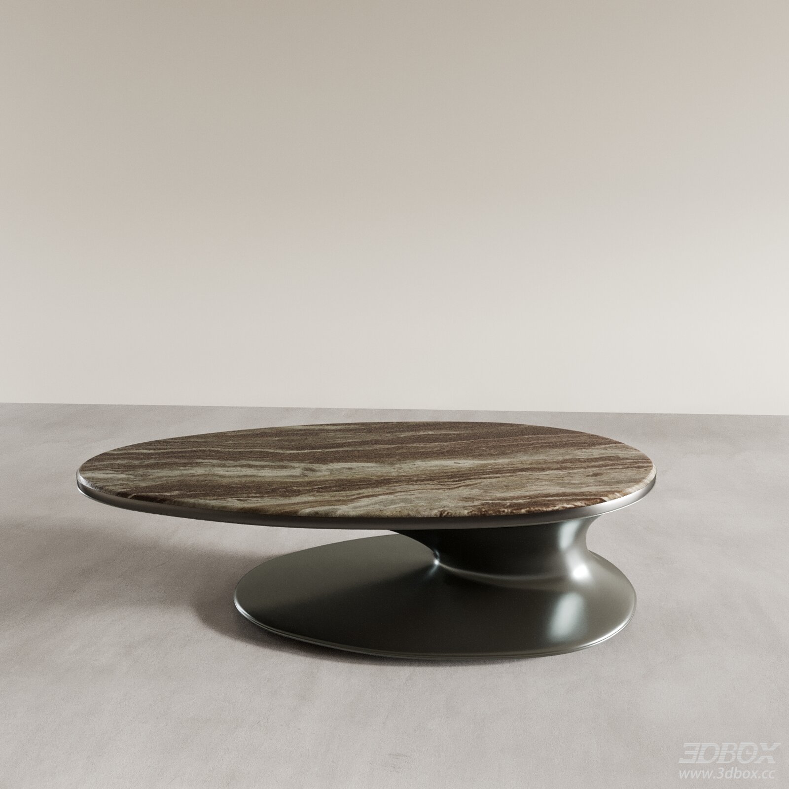 Modern Oval Marble Top Coffee Table Metal Base