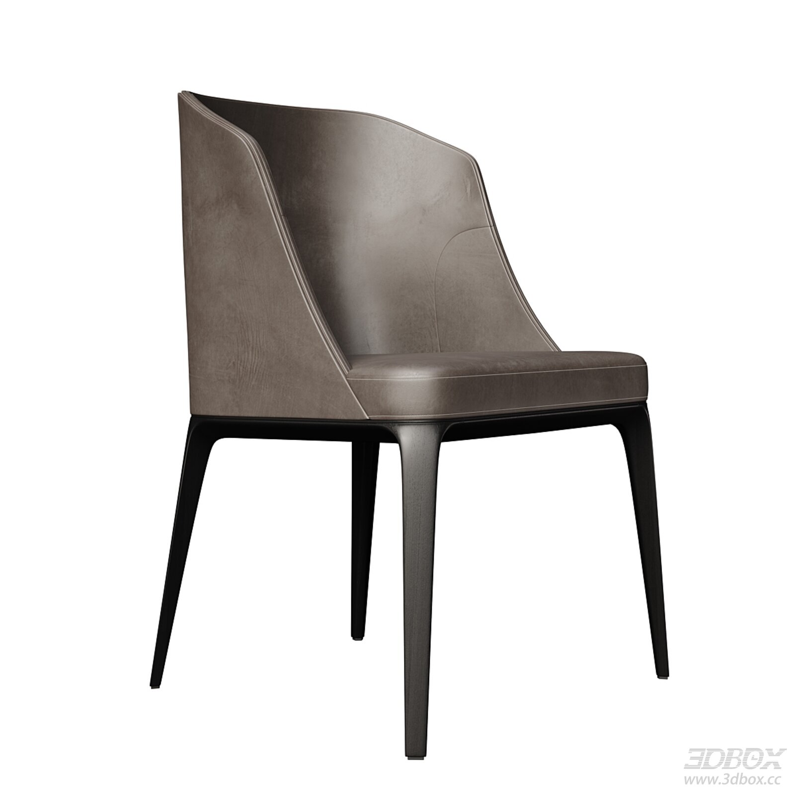 Modern Upholstered Leather Dining Chair with Wooden Legs
