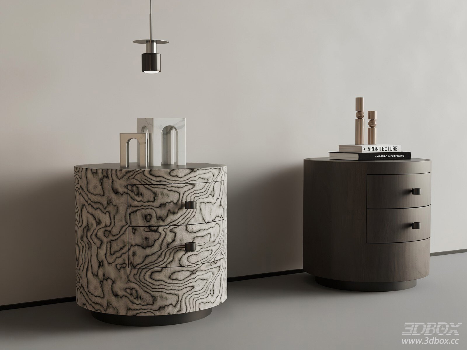 Modern Italian Style Round Nightstand Set
