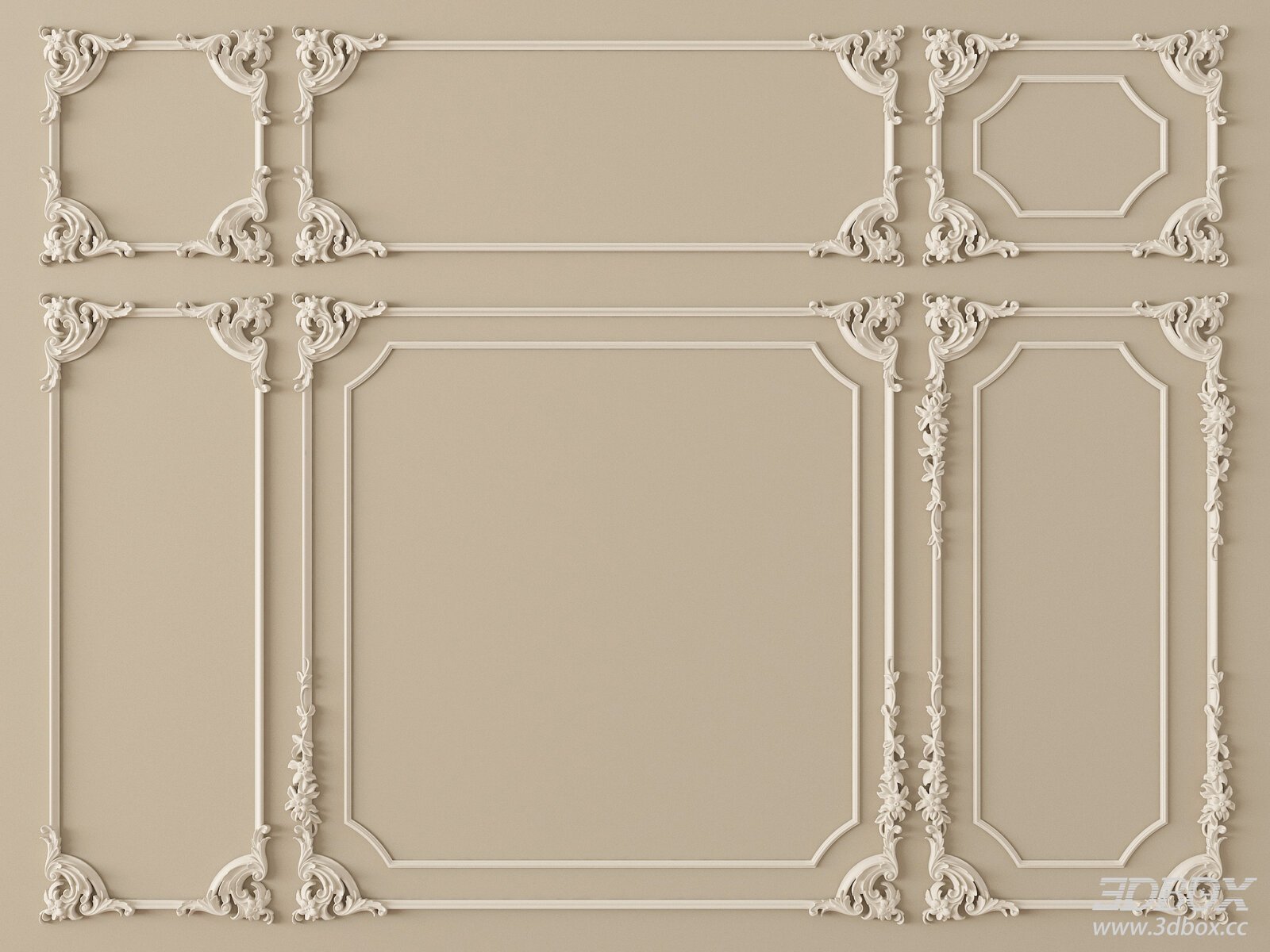 French Style Ornate Gypsum Plaster Molding Frames