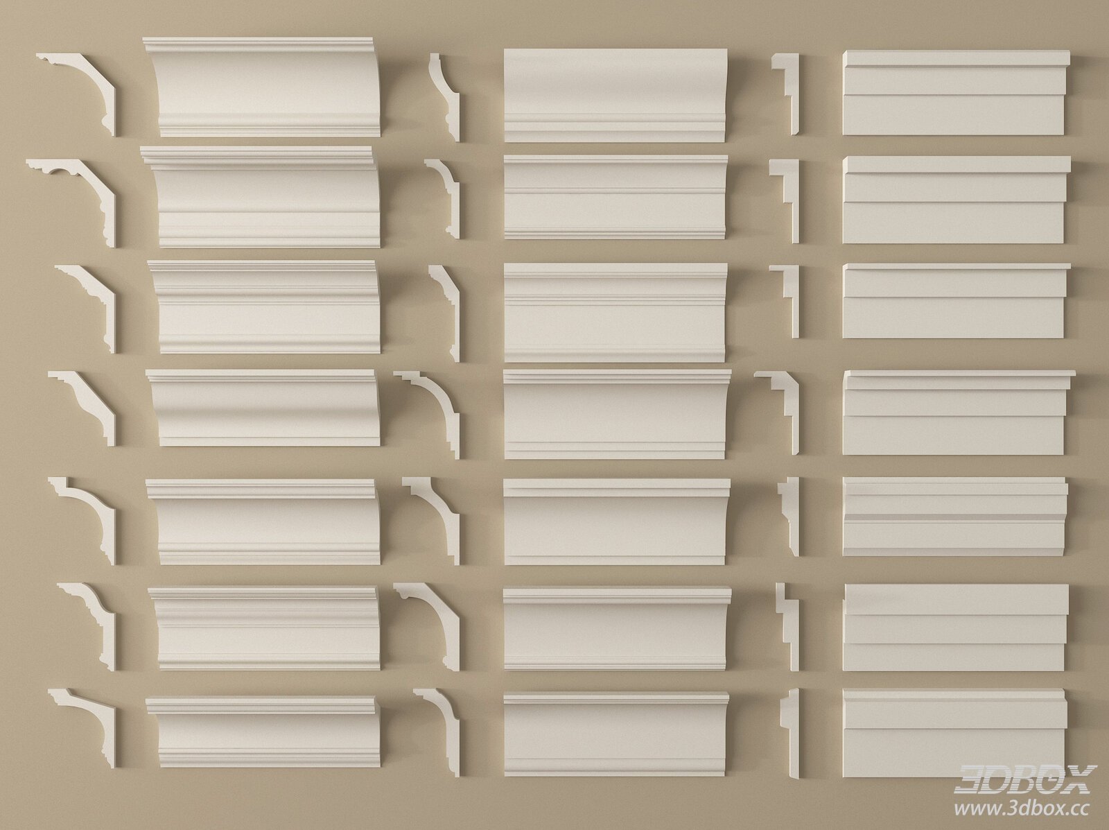 French Style Decorative Plaster Cornice Moulding Set