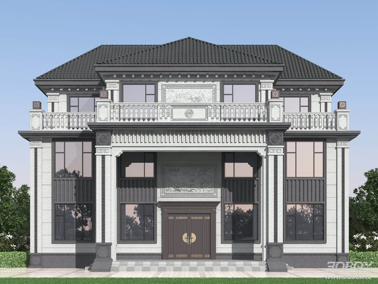 New Chinese Style Luxury Villa Exterior Facade