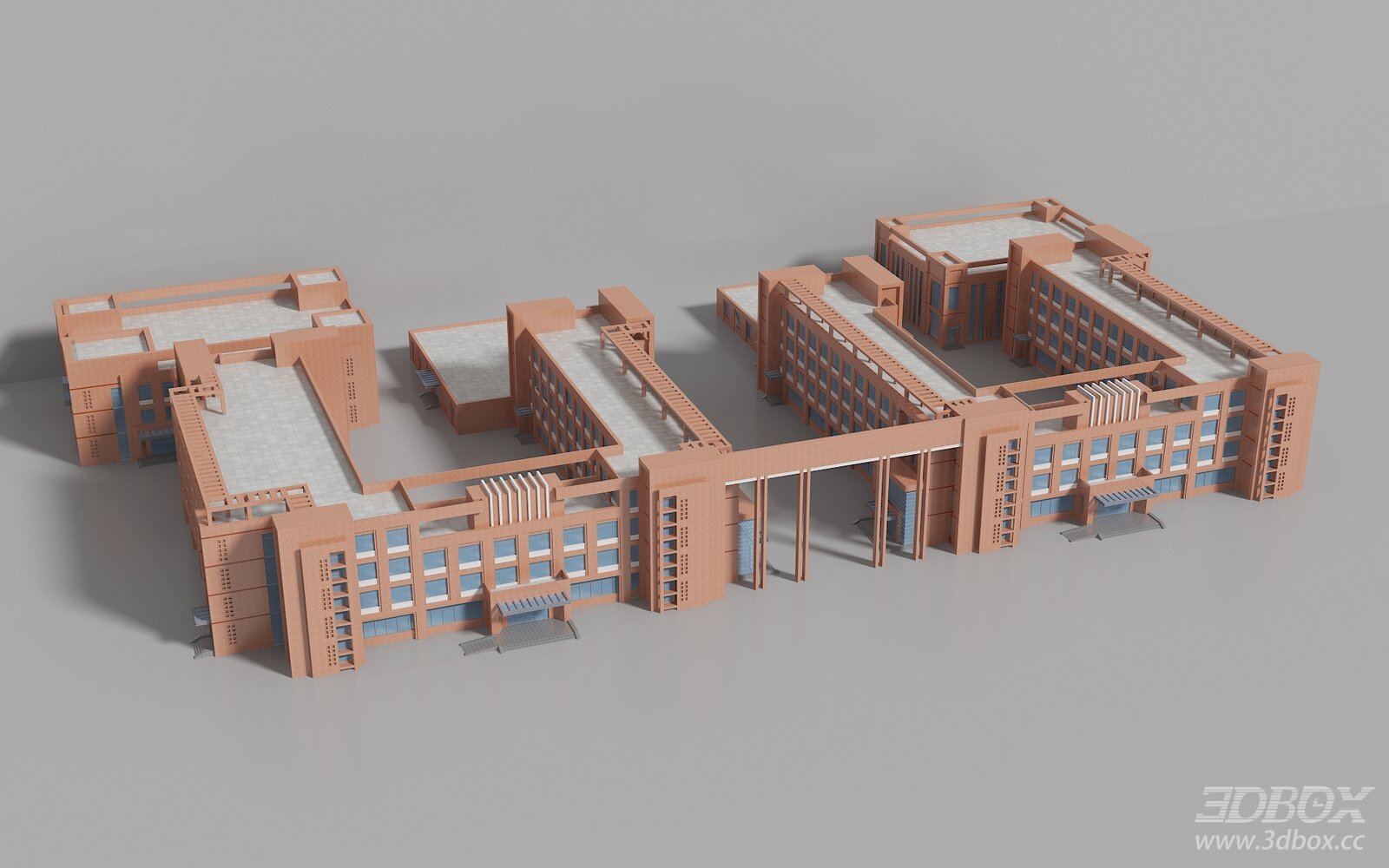 Modern School Campus Building Exterior Model