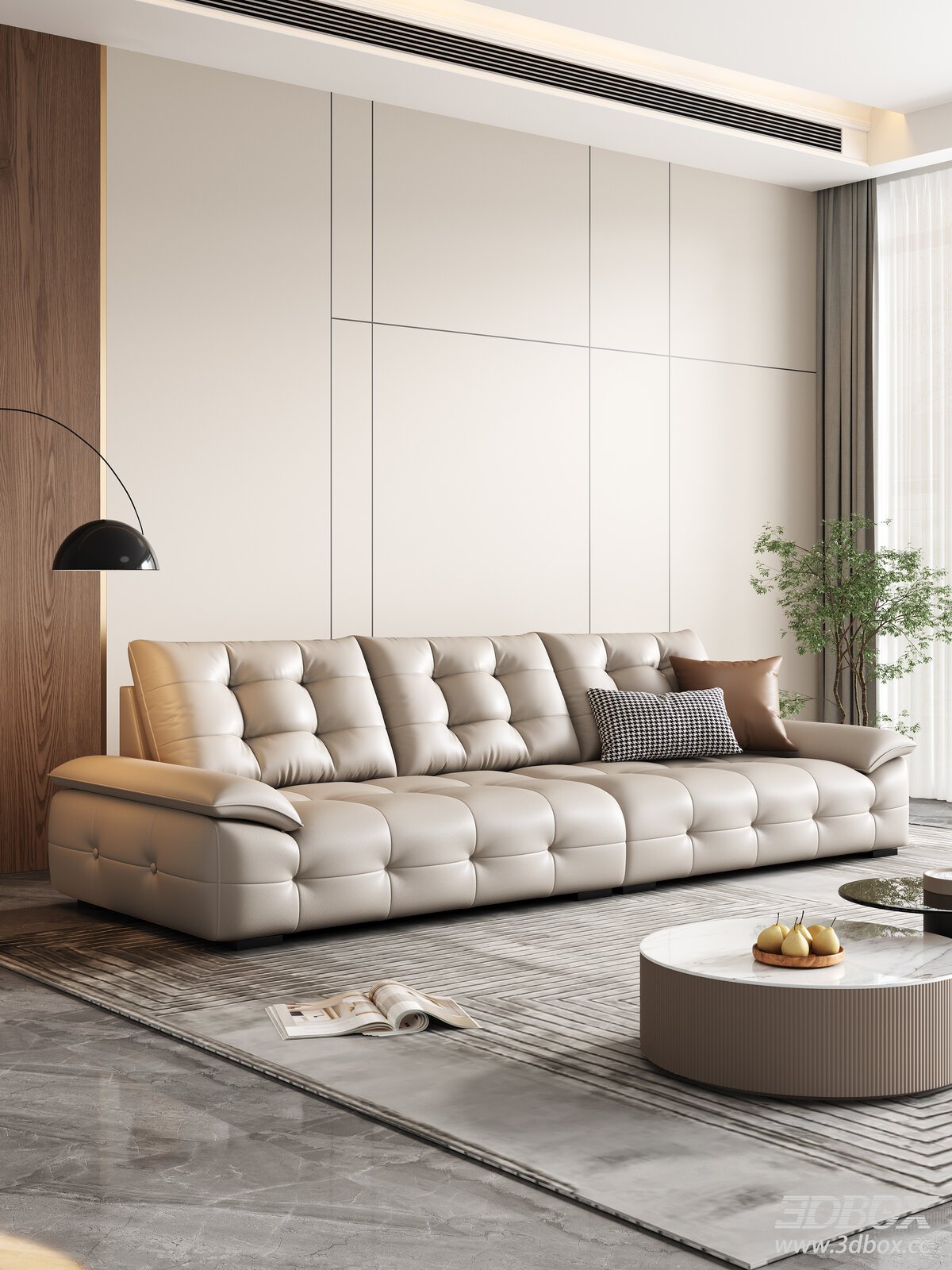 Modern Leather Sofa Coffee Table Set Living Room
