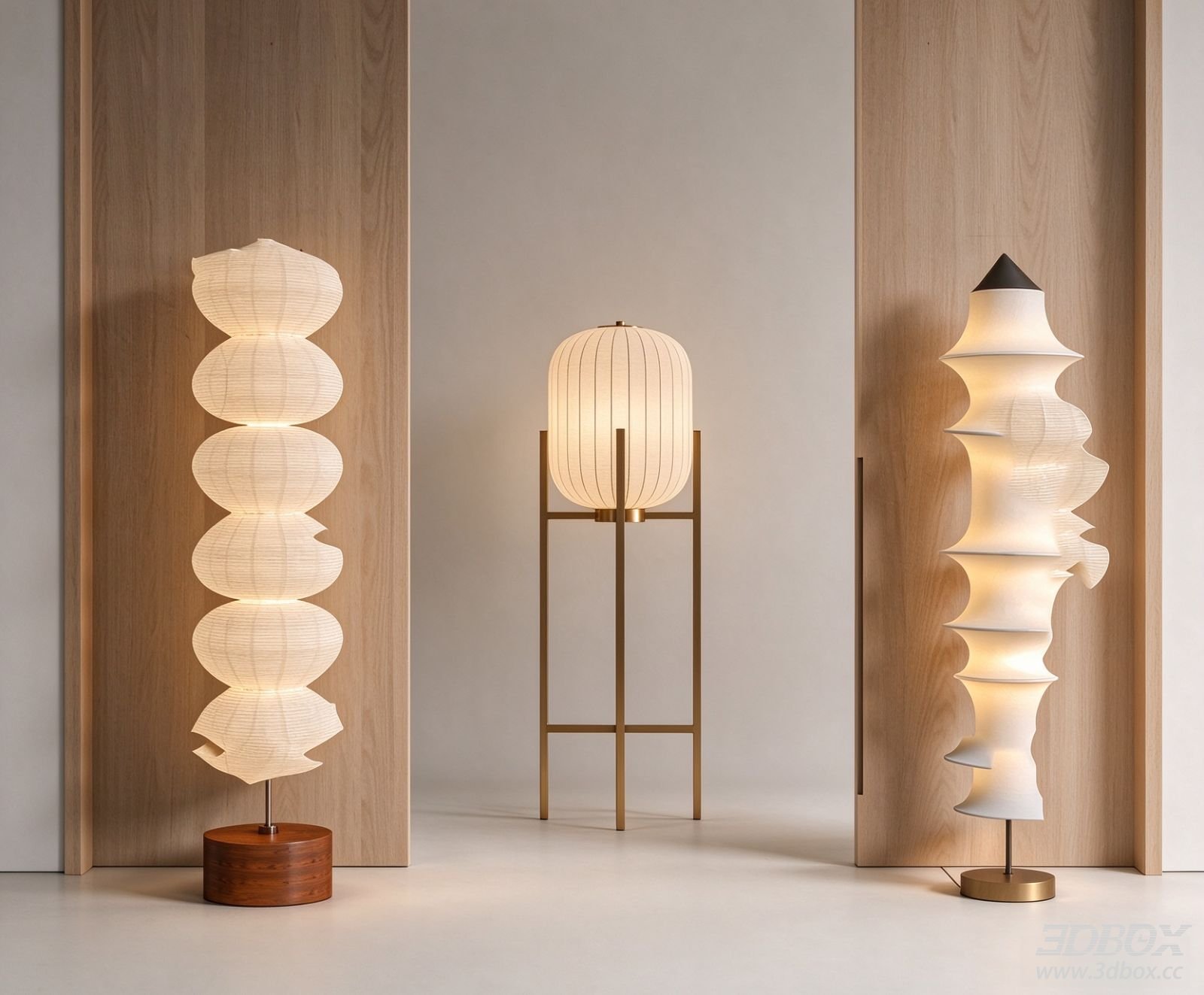 Modern Artistic Fabric Shade Floor Lamp Set