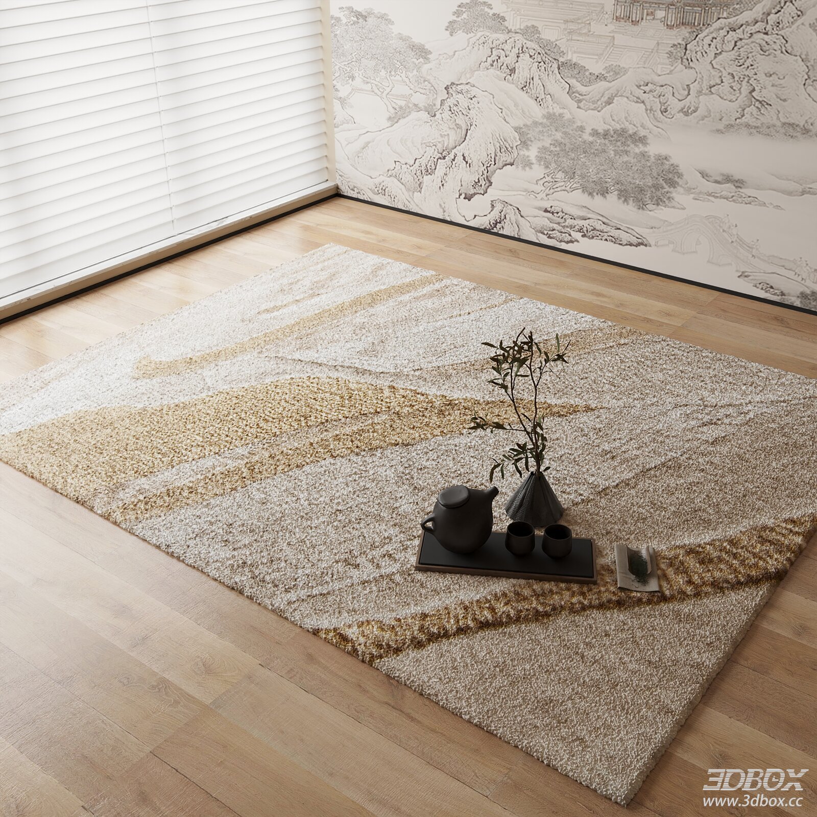 New Chinese Style Abstract Beige Gold Carpet