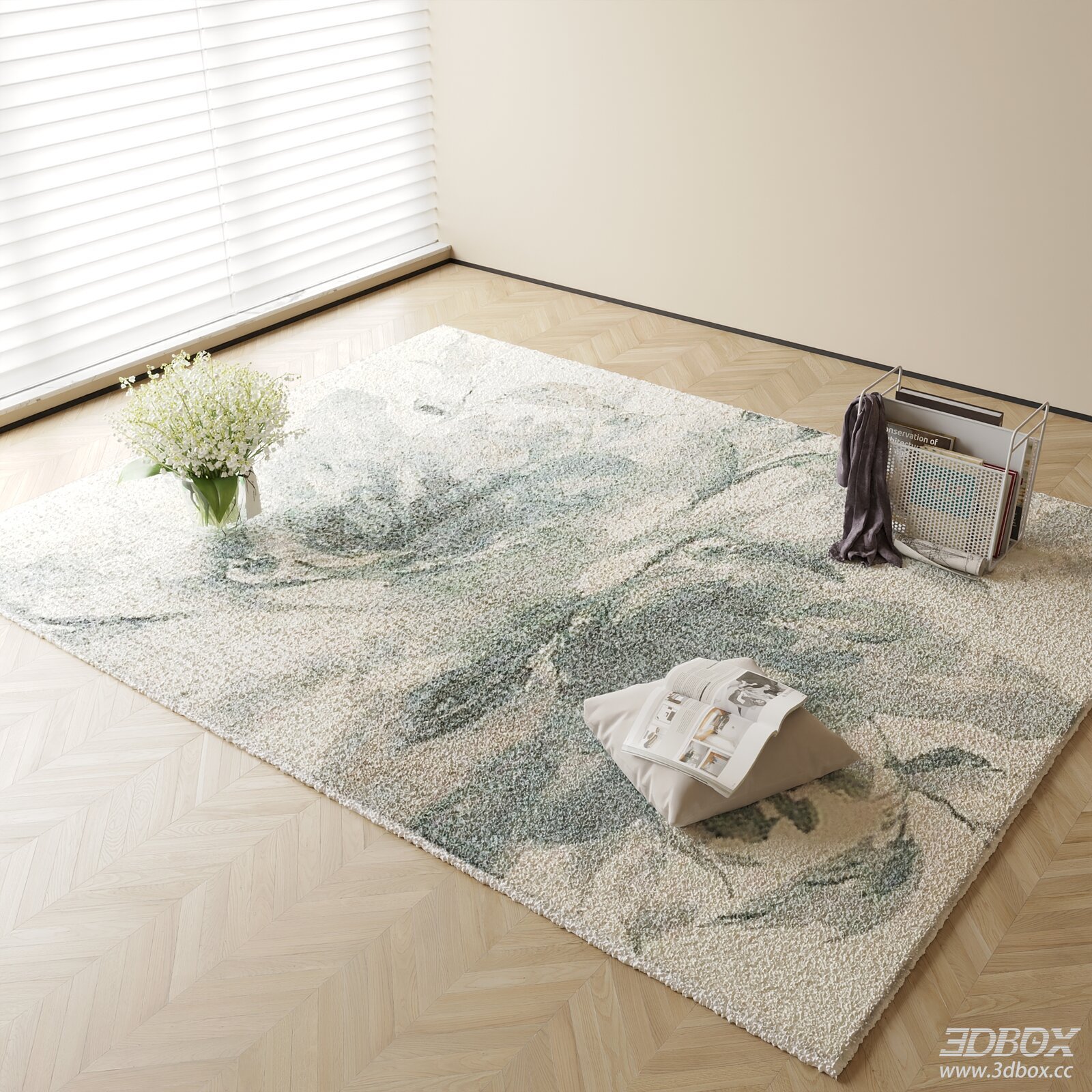 Modern Abstract Floral Plush Carpet