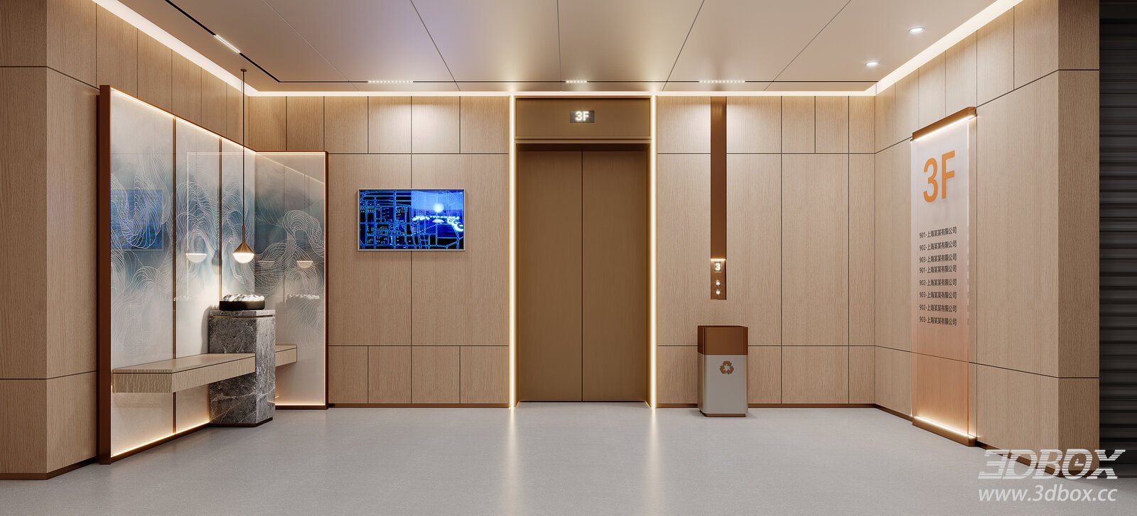 New Chinese Style Elevator Lobby Hallway Interior