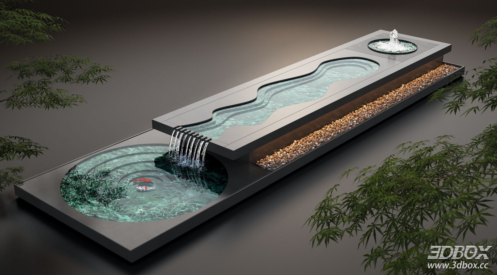 Modern Courtyard Water Feature Koi Pond Fountain