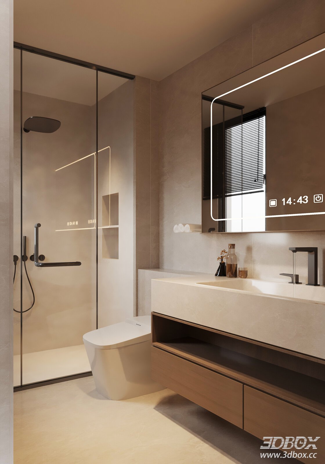 Wabi Sabi Style Wet Dry Separation Modern Bathroom