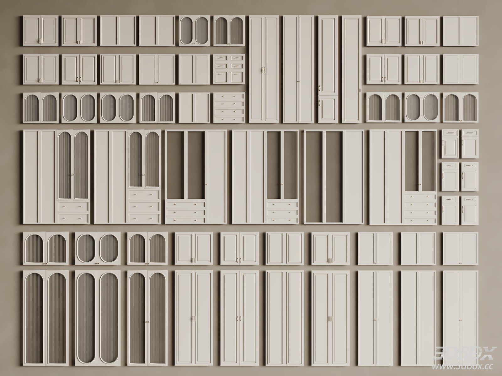 French Style Cabinet Door Set, Modern Classic White Cabinet Panels
