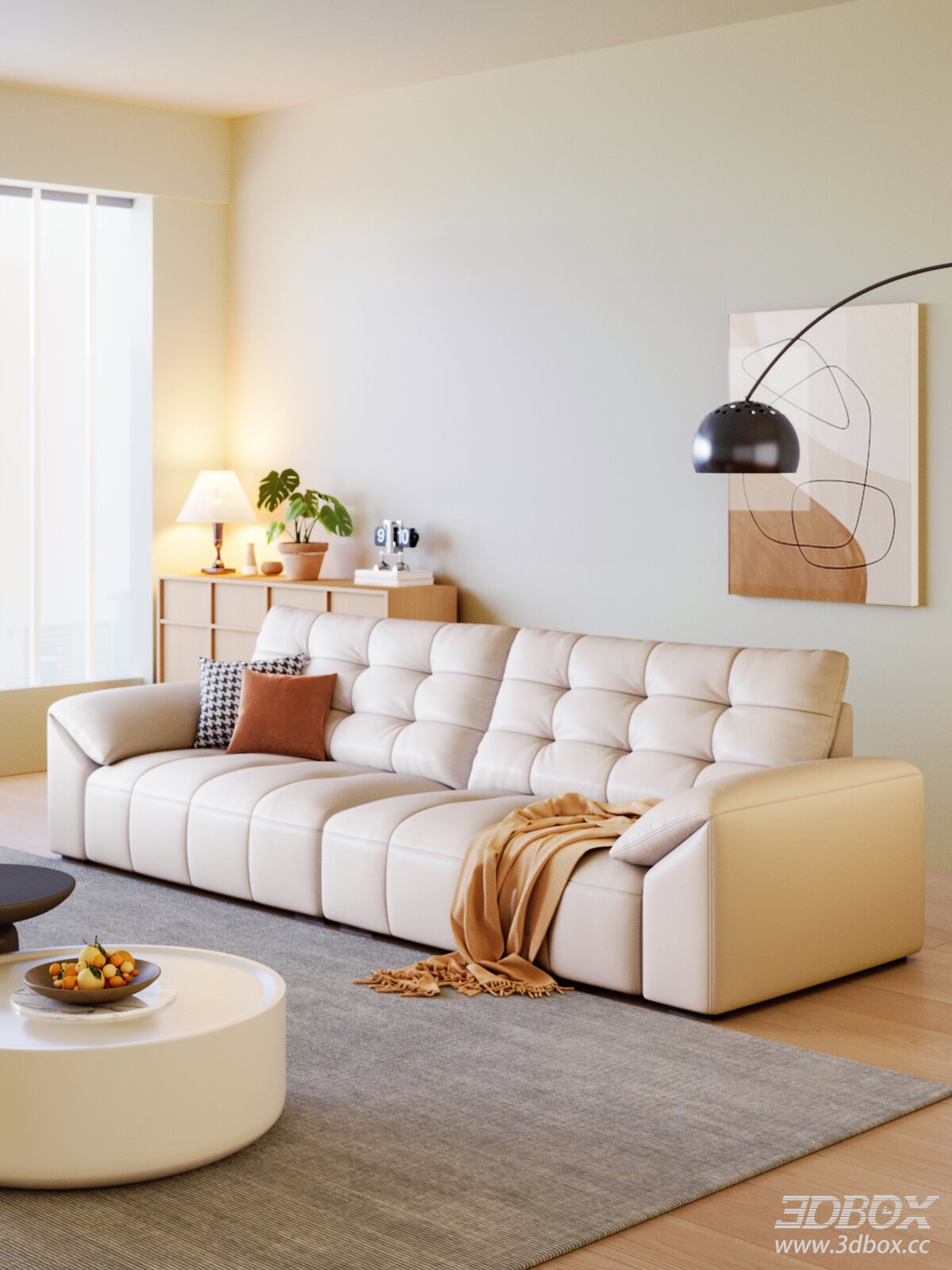 Modern Cream Style White Leather Multi-seater Sofa Set