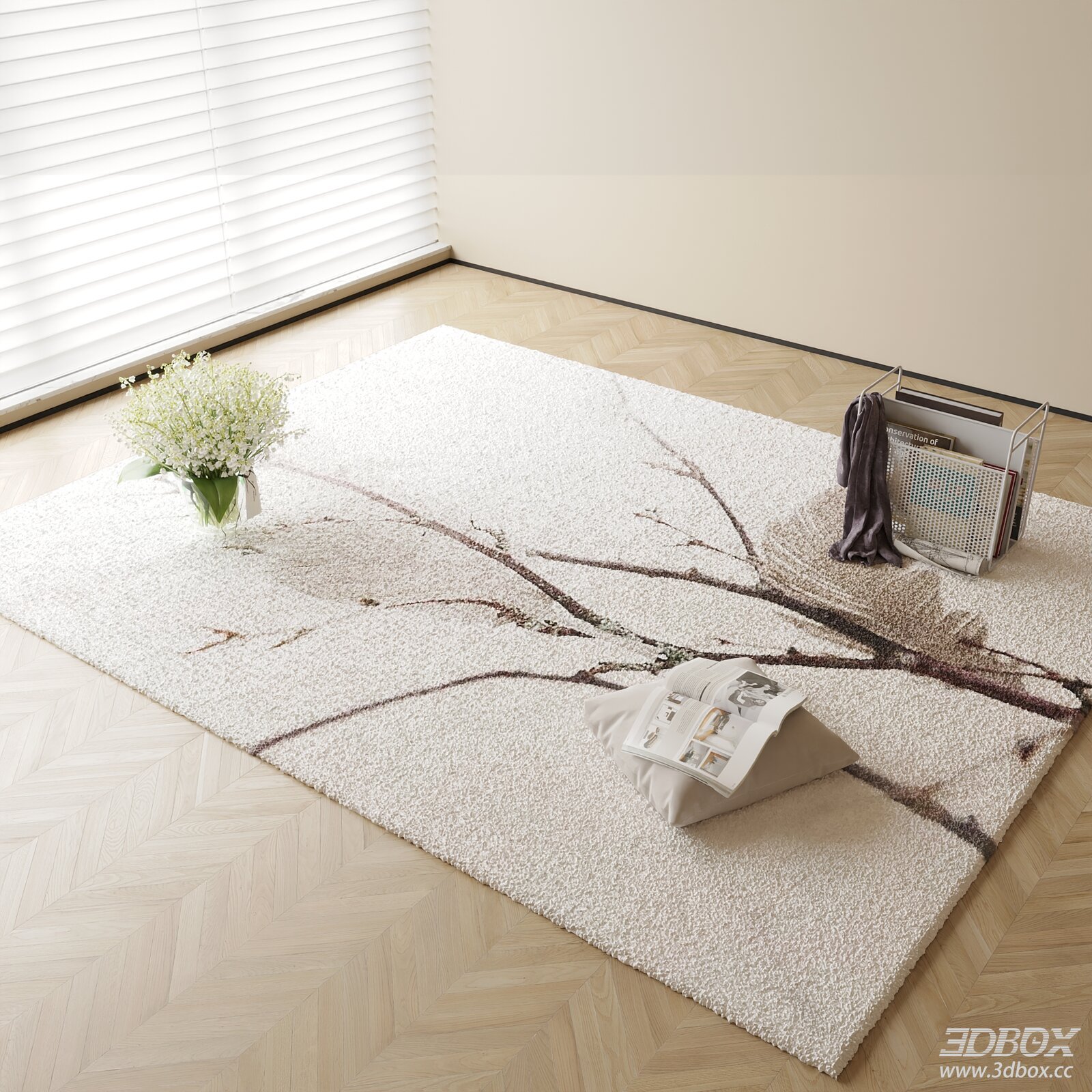 Modern Branch Pattern Soft Shaggy Carpet