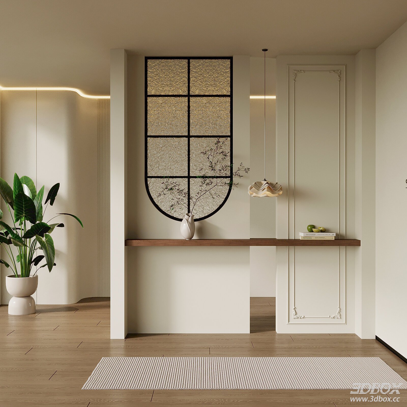 French Cream Style Hallway Partition Scene