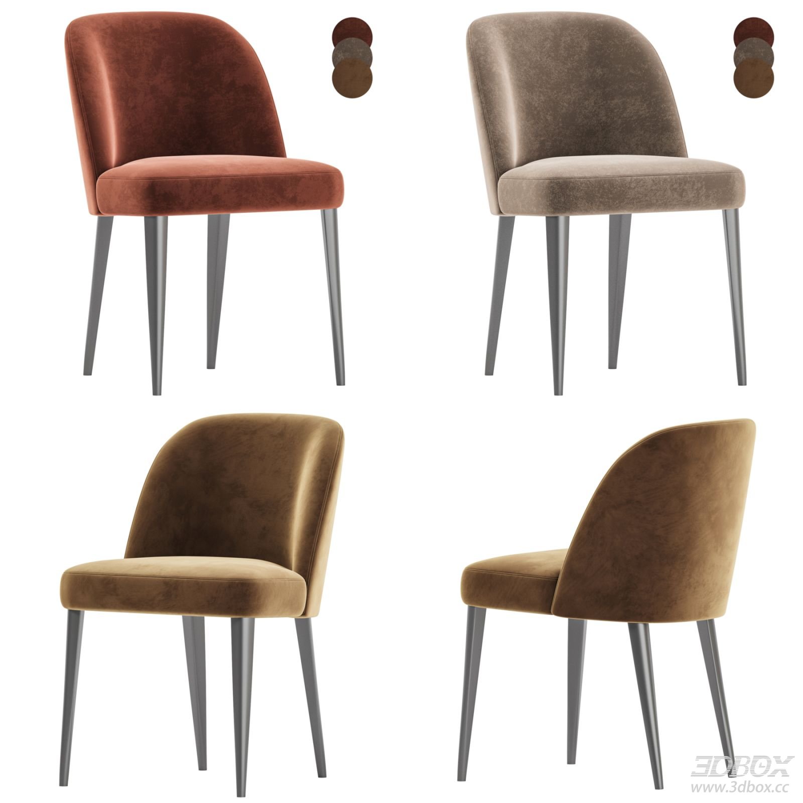 Modern Upholstered Velvet Dining Chair with Metal Legs