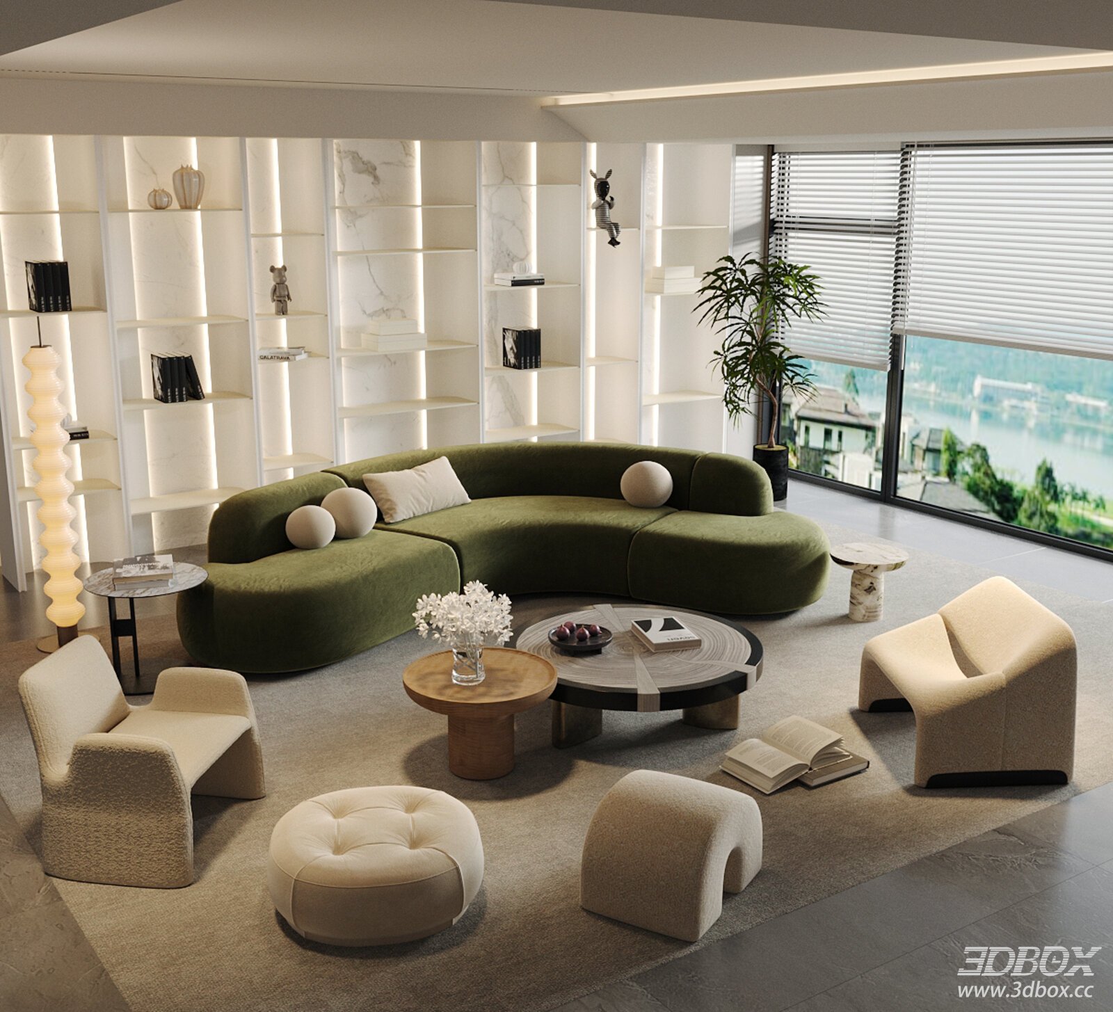 French Luxury Cream Style Curved Sofa Living Room Set
