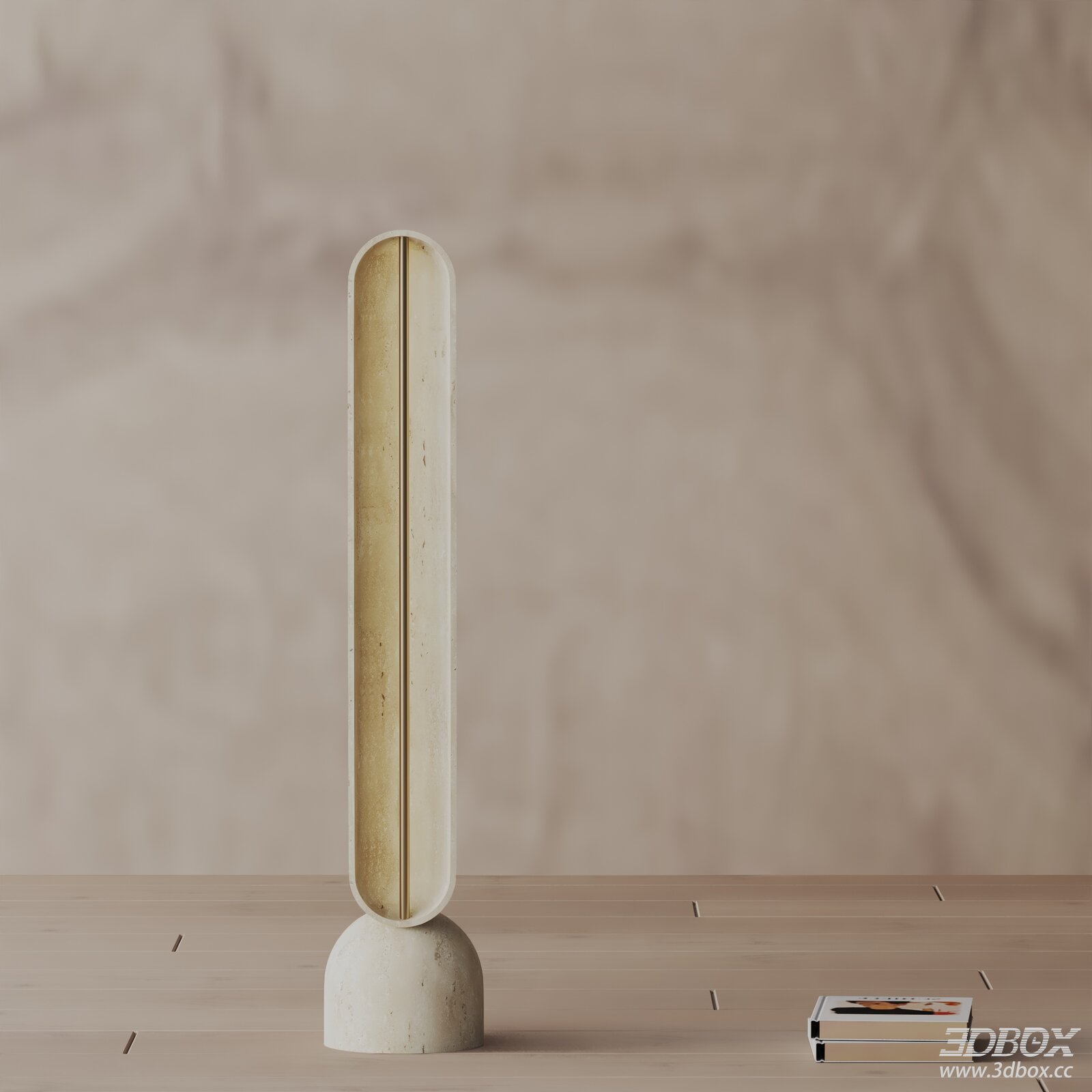 Modern Travertine Brass Floor Lamp Minimalist Standing Light