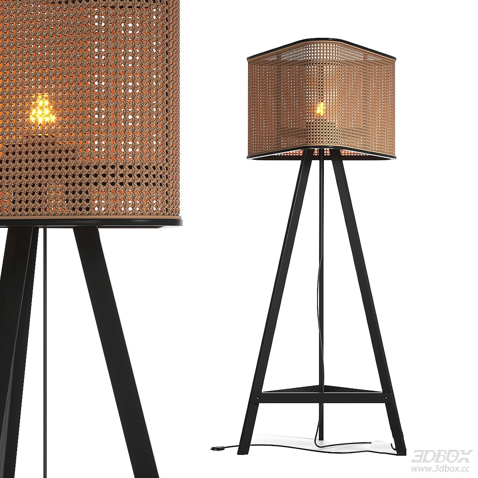 Woven Rattan Tripod Floor Lamp Modern Home Lighting