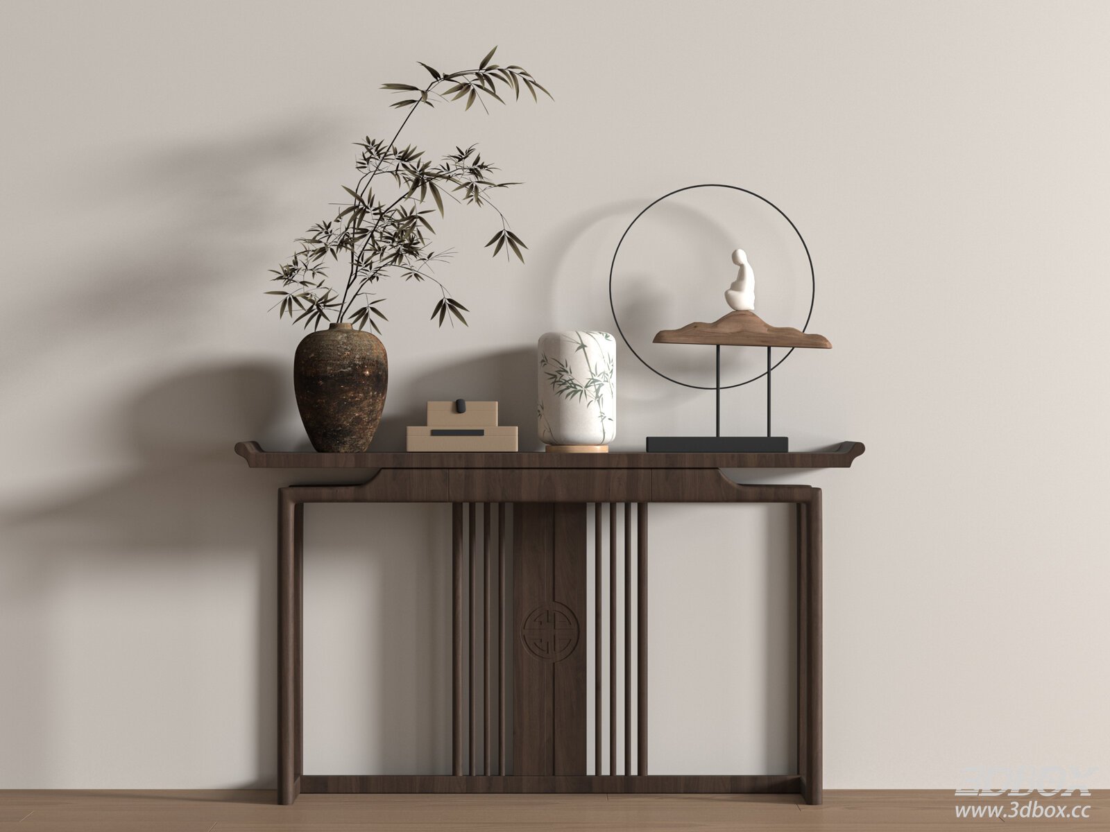 New Chinese Style Solid Wood Console Table Decor Set