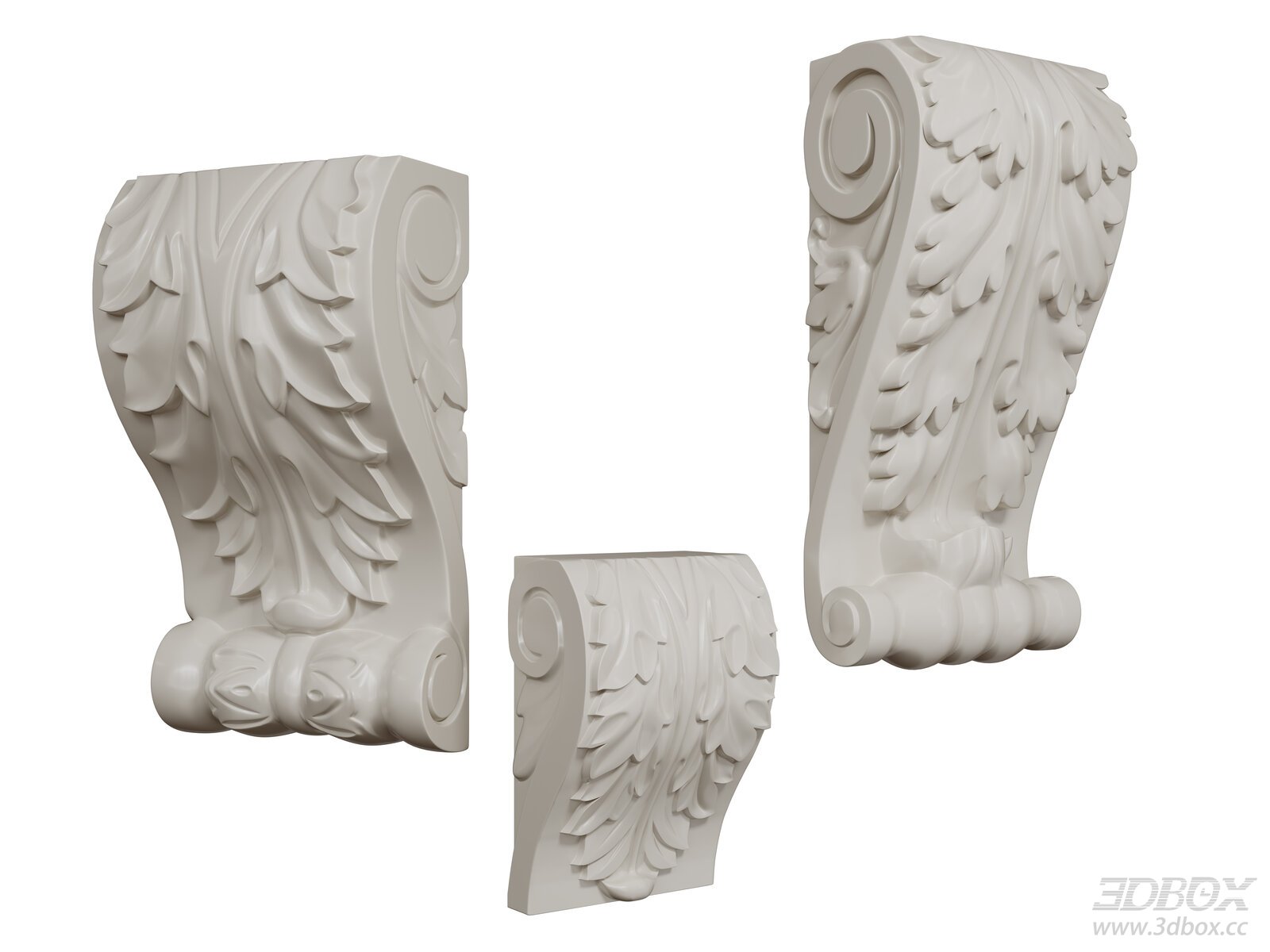 French Style Carved Plaster Corbel Ornament Set